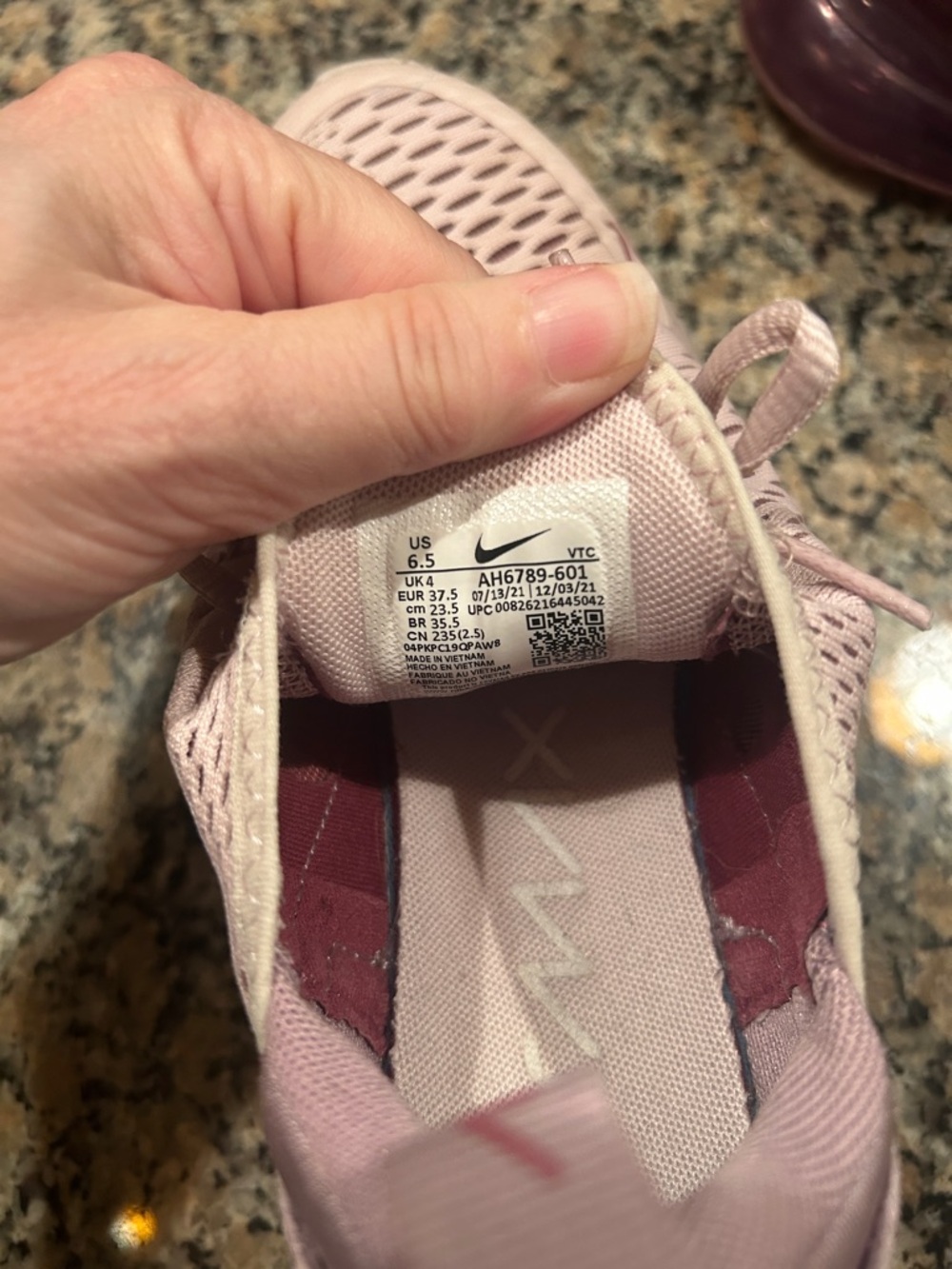 Nike Women's Air Max 270 Sneakers in Light Pink and Maroon - Picture 4 of 6